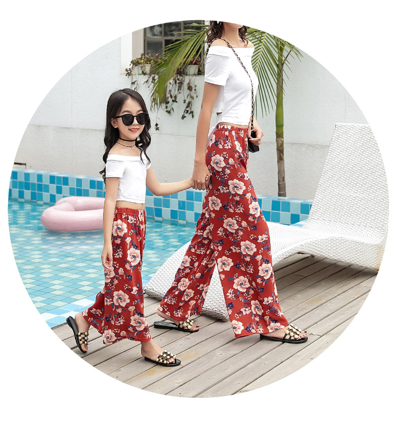 Summer Mommy And Me Floral Family Matching look Mother Daughter Chiffon High-waist bohemian wide-leg pants Clothes Beach Outfits Summer Mommy And Me Floral Family Matching look Mother Daughter Chiffon High-waist bohemian wide-leg pants Clothes Beach Outfits