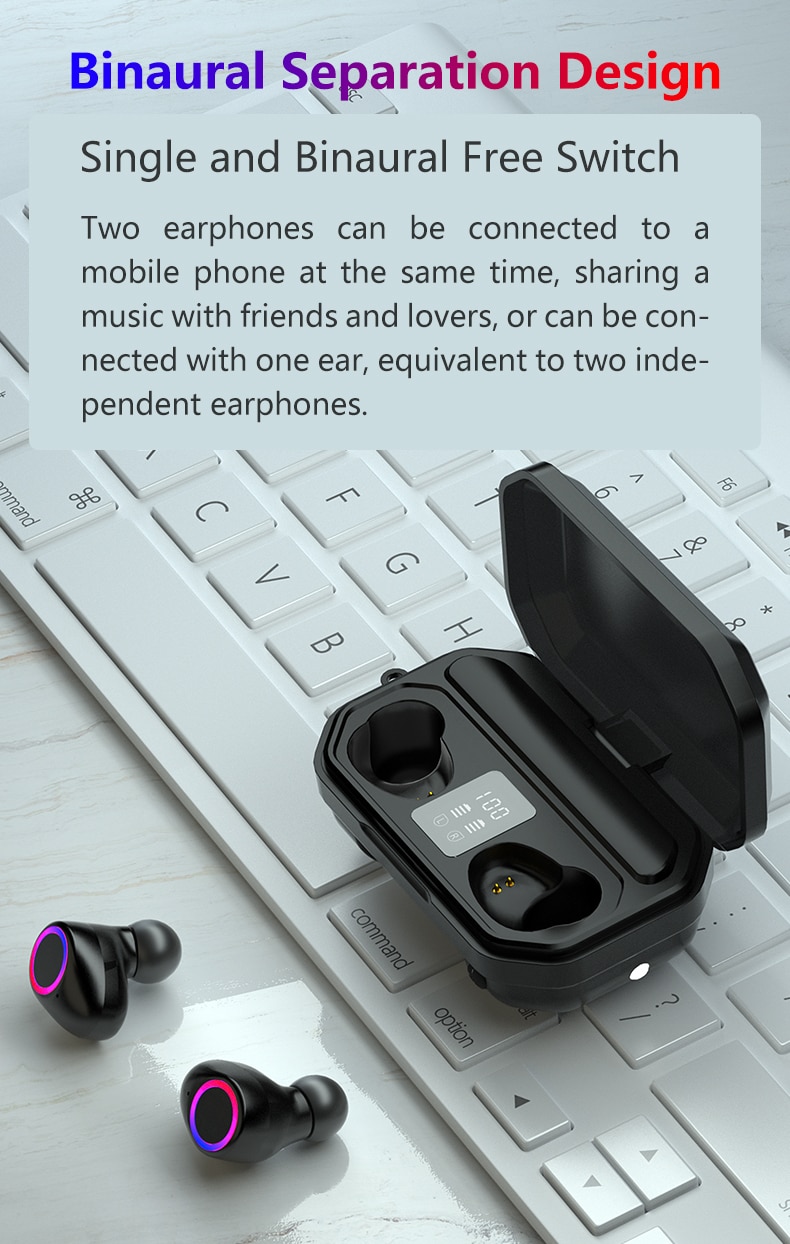 3500mAh Bluetooth Earphones Wireless Headphones Touch Control LED With Microphone Sport Waterproof Headsets Earbuds Earphone 3500mAh Bluetooth Earphones Wireless Headphones Touch Control LED With Microphone Sport Waterproof Headsets Earbuds Earphone