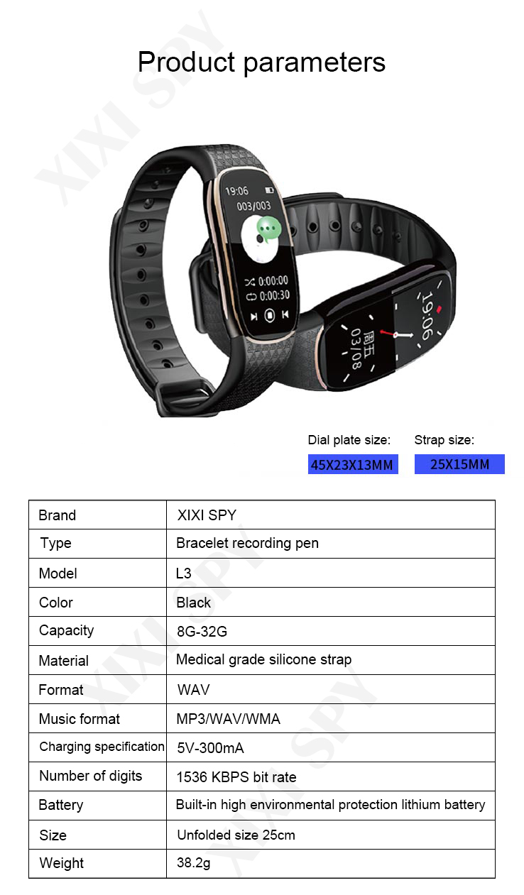 XIXI SPY Voice recorder Dictaphone audio watch bracelet MP3 mini sound professional micro digital activated XIXI SPY Voice recorder Dictaphone audio watch bracelet MP3 mini sound professional micro digital activated