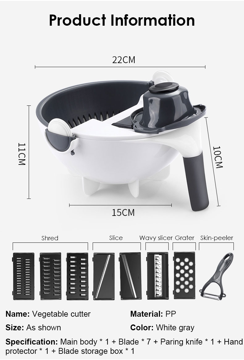 Multifunctional Rotate Vegetable Cutter With Drain Basket Multifunctional Rotate Vegetable Cutter With Drain Basket