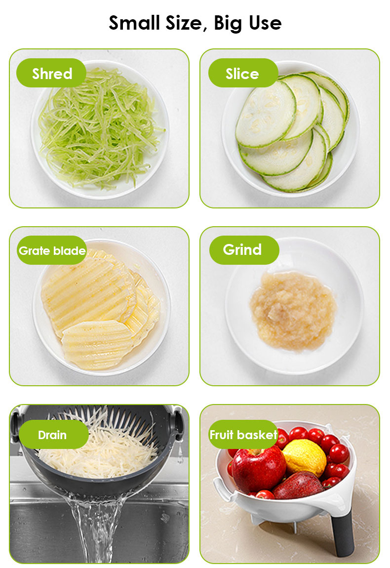 Multifunctional Rotate Vegetable Cutter With Drain Basket Multifunctional Rotate Vegetable Cutter With Drain Basket