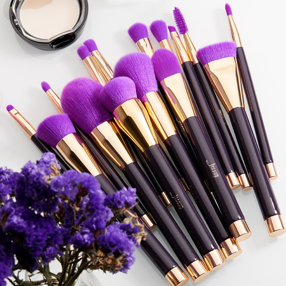 Makeup Brushes Set 15pcs Blue/Purple Eyeliner Contour Makeup Brushes Set 15pcs Blue/Purple Eyeliner Contour