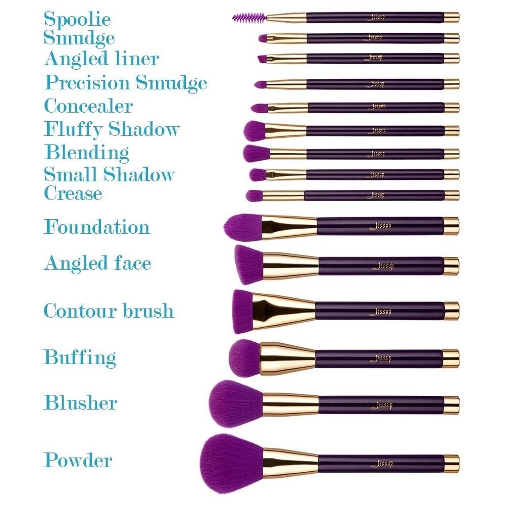 Makeup Brushes Set 15pcs Blue/Purple Eyeliner Contour Makeup Brushes Set 15pcs Blue/Purple Eyeliner Contour