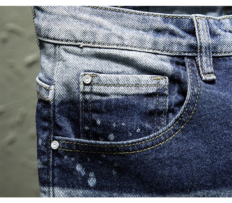 Classic men's Skinny Stretch Denim Jeans Trousers Washed light blue With Ripped Holes patch Pants Slim Joggers Jeans Homme Classic men's Skinny Stretch Denim Jeans Trousers Washed light blue With Ripped Holes patch Pants Slim Joggers Jeans Homme
