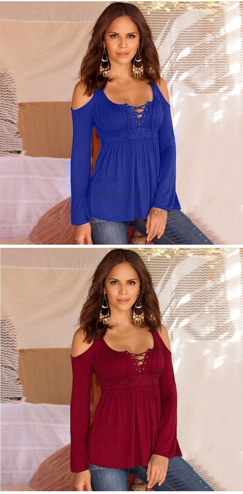 Kakaforsa Women Lace Cotton Full Sleeve T-shirts Spring Casual V-Neck Polyester Tops Shirts Long Solid Plus Size Tees Shirt Kakaforsa Women Lace Cotton Full Sleeve T-shirts Spring Casual V-Neck Polyester Tops Shirts Long Solid Plus Size Tees Shirt