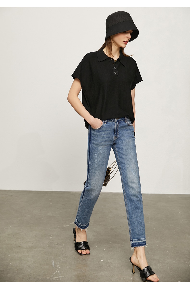 Amii Minimalism Spring Summer Women's Sweater Causal Solid Polo Lapel Loose Women Pullover Fashion Female Shirt Tops 12140315 Amii Minimalism Spring Summer Women's Sweater Causal Solid Polo Lapel Loose Women Pullover Fashion Female Shirt Tops 12140315