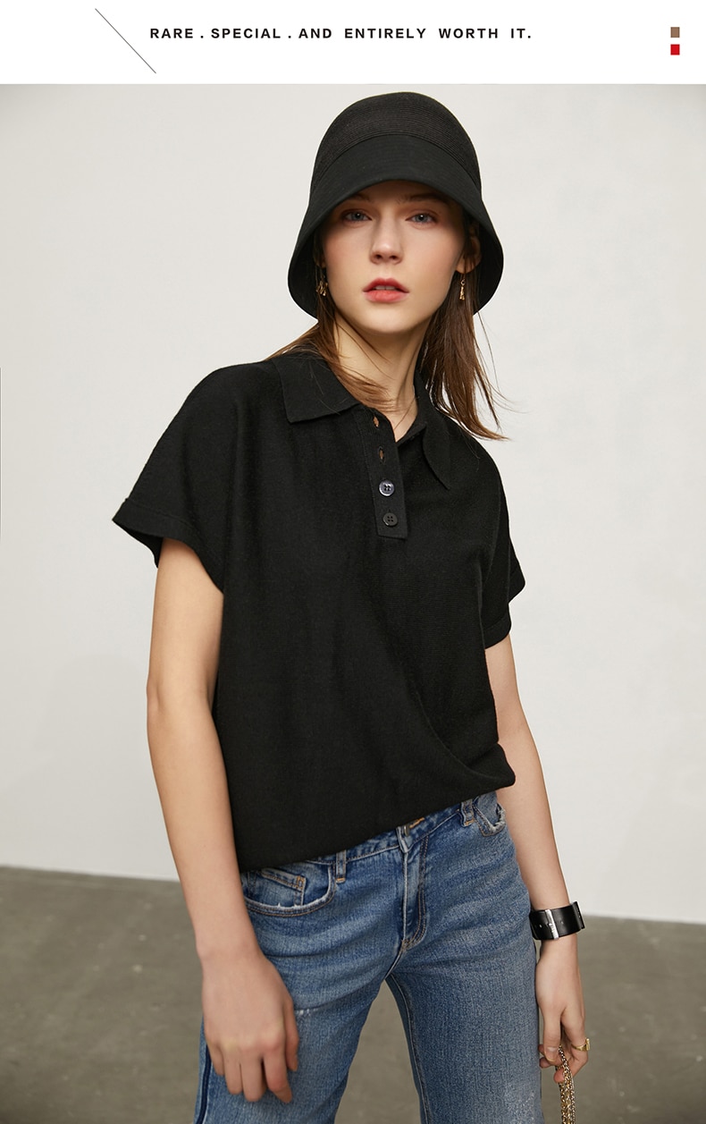 Amii Minimalism Spring Summer Women's Sweater Causal Solid Polo Lapel Loose Women Pullover Fashion Female Shirt Tops 12140315 Amii Minimalism Spring Summer Women's Sweater Causal Solid Polo Lapel Loose Women Pullover Fashion Female Shirt Tops 12140315