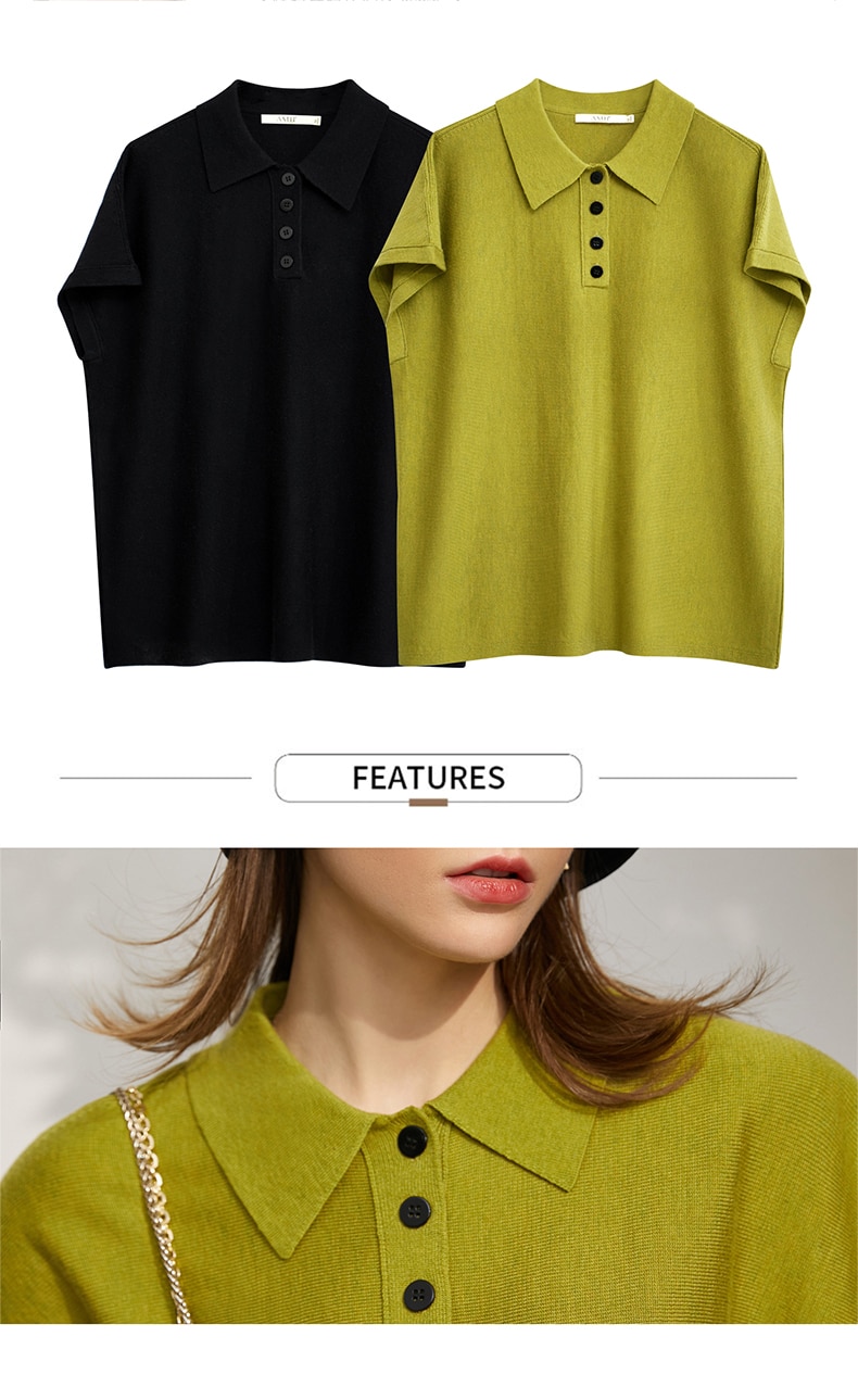 Amii Minimalism Spring Summer Women's Sweater Causal Solid Polo Lapel Loose Women Pullover Fashion Female Shirt Tops 12140315 Amii Minimalism Spring Summer Women's Sweater Causal Solid Polo Lapel Loose Women Pullover Fashion Female Shirt Tops 12140315