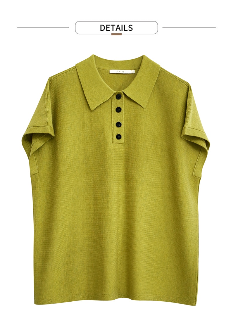 Amii Minimalism Spring Summer Women's Sweater Causal Solid Polo Lapel Loose Women Pullover Fashion Female Shirt Tops 12140315 Amii Minimalism Spring Summer Women's Sweater Causal Solid Polo Lapel Loose Women Pullover Fashion Female Shirt Tops 12140315