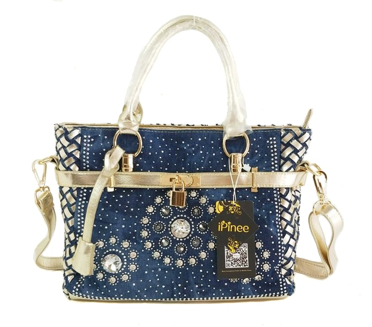 iPinee Summer 2020 Fashion womens handbag large oxford shoulder bags patchwork jean style and crystal decoration blue bag iPinee Summer 2020 Fashion womens handbag large oxford shoulder bags patchwork jean style and crystal decoration blue bag