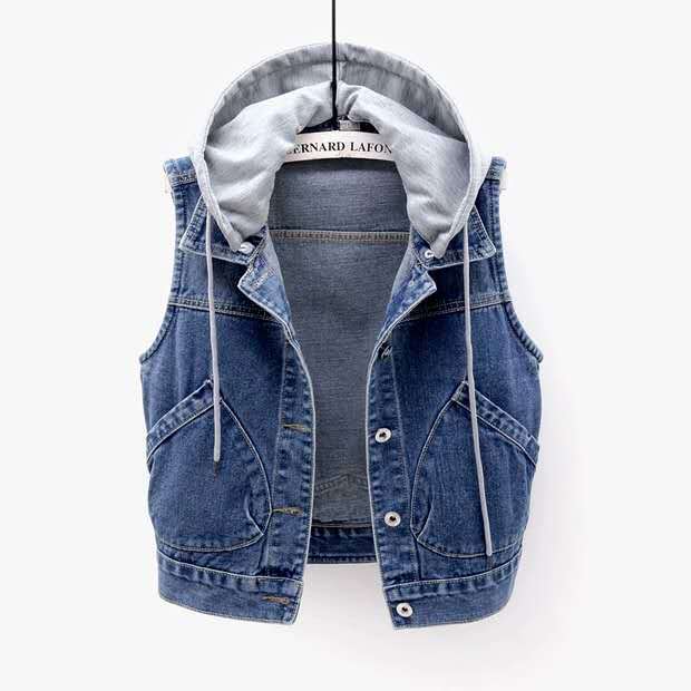 2020 New Denim Vest Waistcoat Women Plus size Loose Wild Jeans Coats Woman Hooded Short Vest Tops Jacket Female Korean Slim Vest 2020 New Denim Vest Waistcoat Women Plus size Loose Wild Jeans Coats Woman Hooded Short Vest Tops Jacket Female Korean Slim Vest