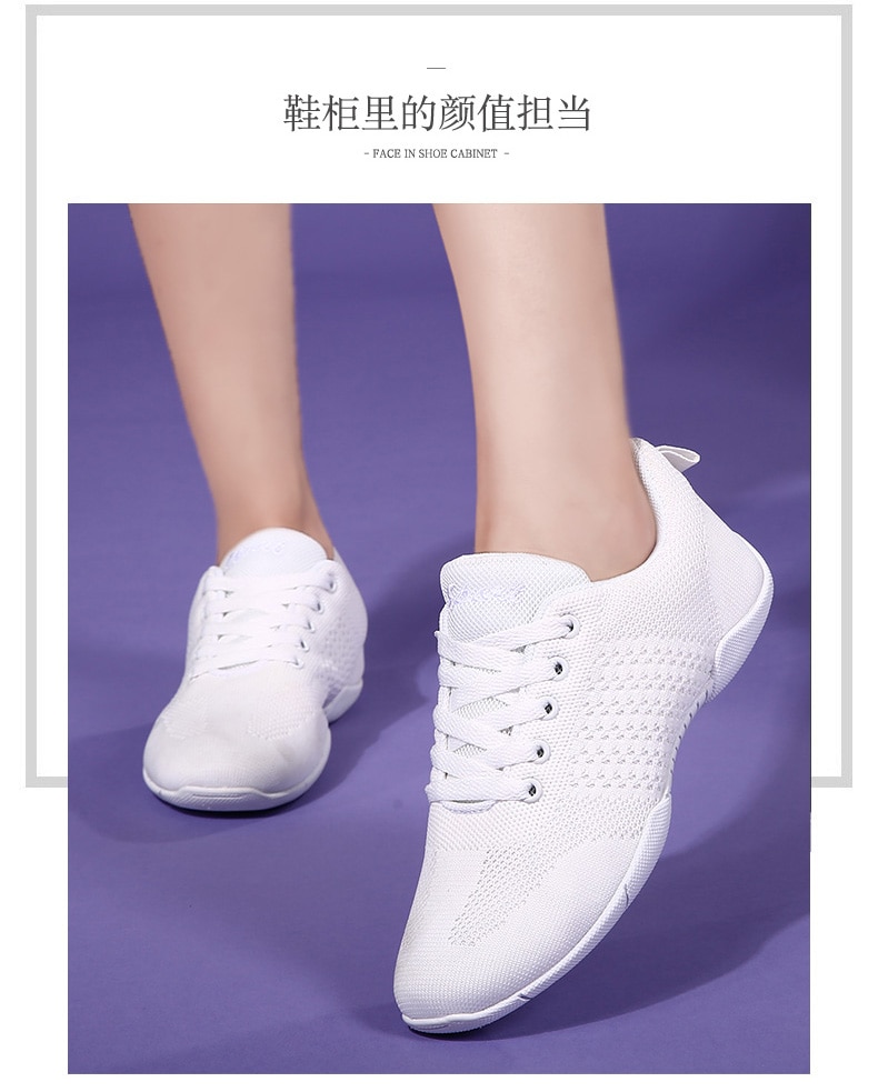 White Aerobic Shoes Children's Adult Fitness Shoes Gymnastics Sports Dance Shoes for Women Cheerleading Shoes Women's Square White Aerobic Shoes Children's Adult Fitness Shoes Gymnastics Sports Dance Shoes for Women Cheerleading Shoes Women's Square