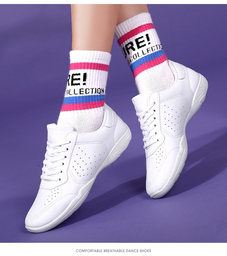 White Aerobic Shoes Children's Adult Fitness Shoes Gymnastics Sports Dance Shoes for Women Cheerleading Shoes Women's Square White Aerobic Shoes Children's Adult Fitness Shoes Gymnastics Sports Dance Shoes for Women Cheerleading Shoes Women's Square