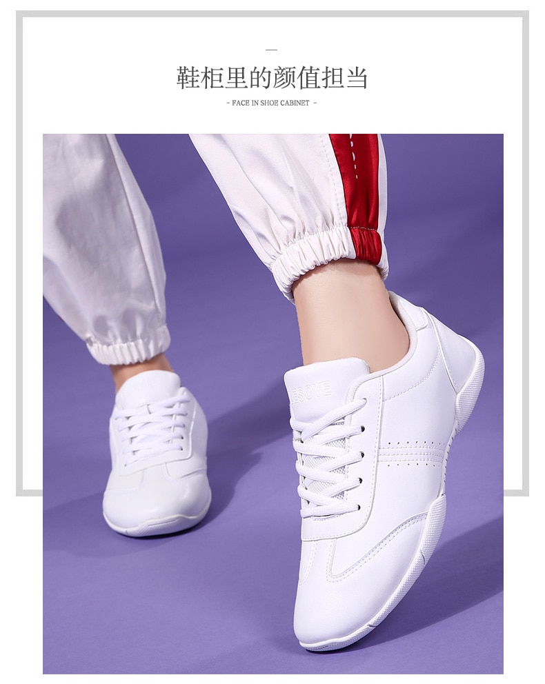 White Aerobic Shoes Children's Adult Fitness Shoes Gymnastics Sports Dance Shoes for Women Cheerleading Shoes Women's Square White Aerobic Shoes Children's Adult Fitness Shoes Gymnastics Sports Dance Shoes for Women Cheerleading Shoes Women's Square