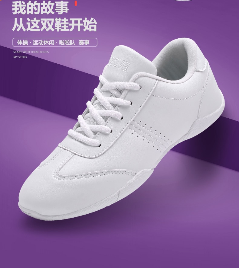 White Aerobic Shoes Children's Adult Fitness Shoes Gymnastics Sports Dance Shoes for Women Cheerleading Shoes Women's Square White Aerobic Shoes Children's Adult Fitness Shoes Gymnastics Sports Dance Shoes for Women Cheerleading Shoes Women's Square