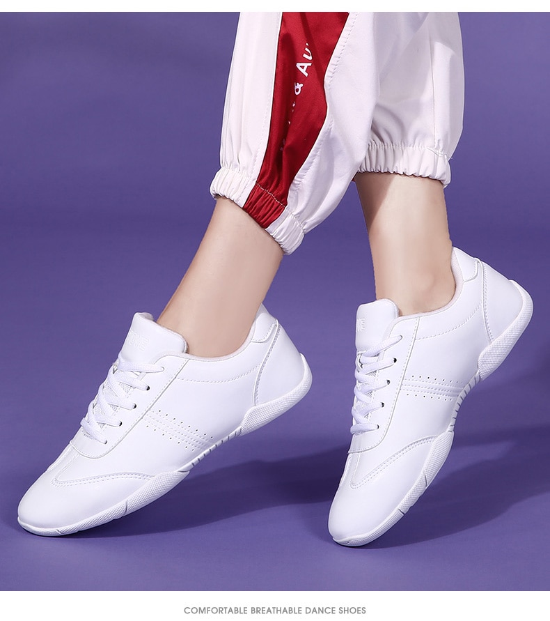 White Aerobic Shoes Children's Adult Fitness Shoes Gymnastics Sports Dance Shoes for Women Cheerleading Shoes Women's Square White Aerobic Shoes Children's Adult Fitness Shoes Gymnastics Sports Dance Shoes for Women Cheerleading Shoes Women's Square