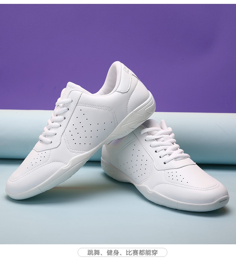 White Aerobic Shoes Children's Adult Fitness Shoes Gymnastics Sports Dance Shoes for Women Cheerleading Shoes Women's Square White Aerobic Shoes Children's Adult Fitness Shoes Gymnastics Sports Dance Shoes for Women Cheerleading Shoes Women's Square
