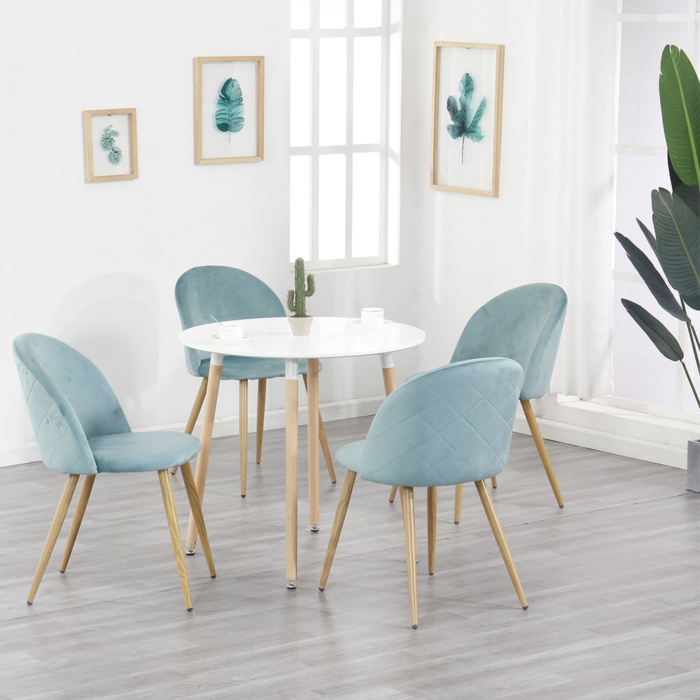 A Set of 4 Dining Chairs Fabric Velvet Kitchen Leisure Chairs Upholstered Seat Stable Metal Legs Kitchen Furniture (Green/Pink) A Set of 4 Dining Chairs Fabric Velvet Kitchen Leisure Chairs Upholstered Seat Stable Metal Legs Kitchen Furniture (Green/Pink)