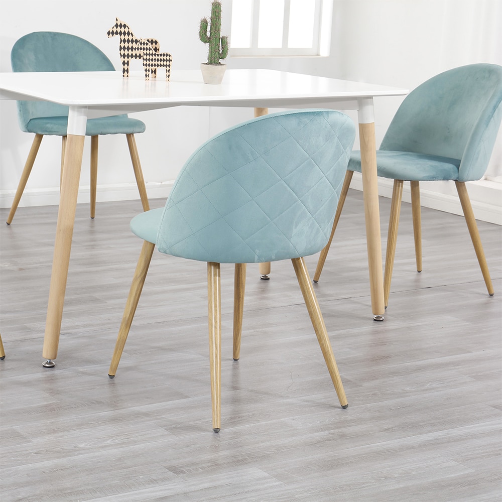 A Set of 4 Dining Chairs Fabric Velvet Kitchen Leisure Chairs Upholstered Seat Stable Metal Legs Kitchen Furniture (Green/Pink) A Set of 4 Dining Chairs Fabric Velvet Kitchen Leisure Chairs Upholstered Seat Stable Metal Legs Kitchen Furniture (Green/Pink)
