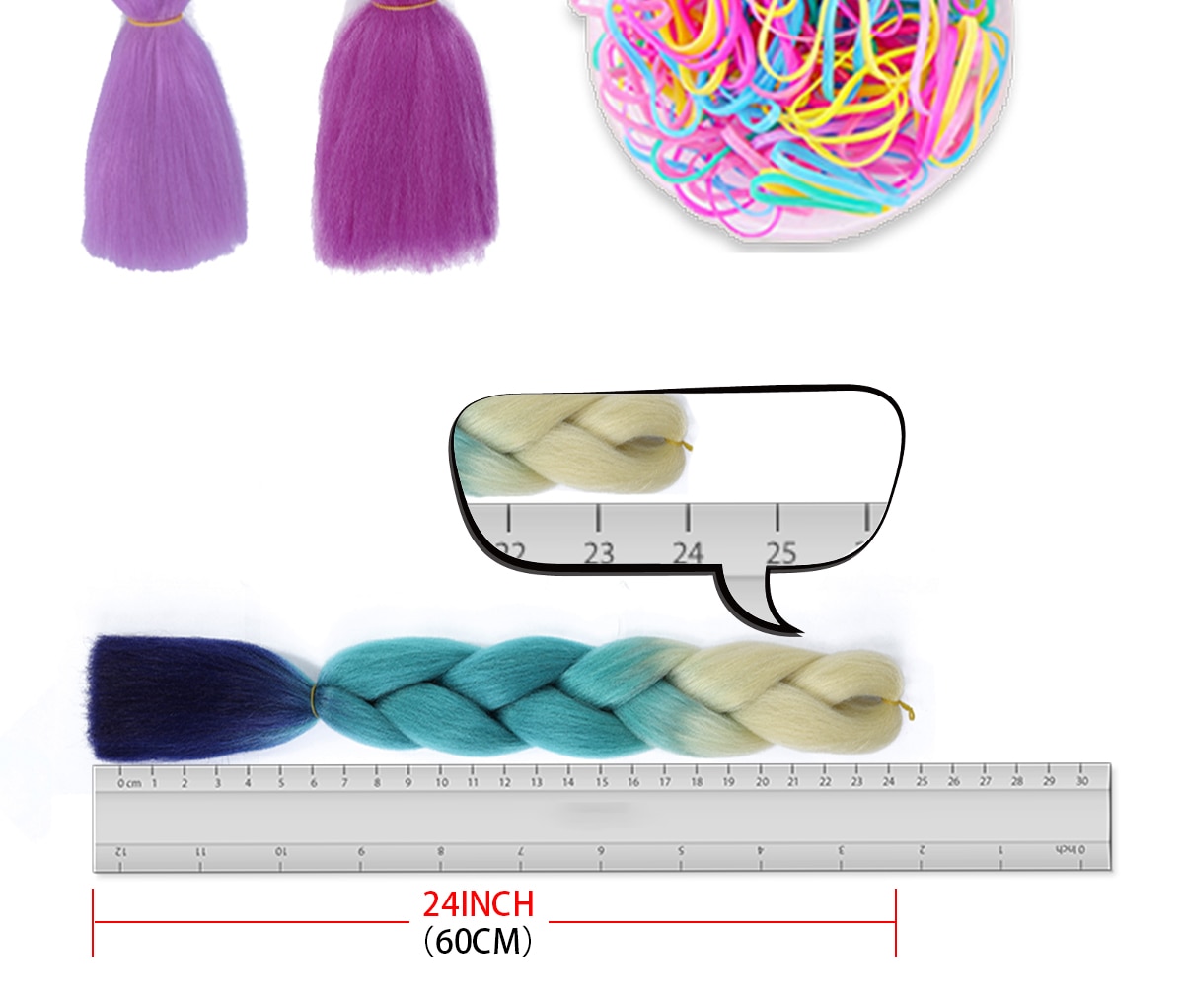 AZQUEEN 100g 24 Inch Single Ombre Color Synthetic Hair Extension Crochet Twist Jumbo Braiding Kanekalon Hair AZQUEEN 100g 24 Inch Single Ombre Color Synthetic Hair Extension Crochet Twist Jumbo Braiding Kanekalon Hair